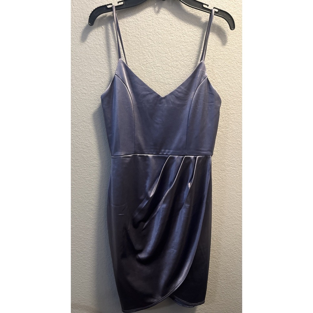 Lulus Women Sleeveless‎ Satin Faux Wrap Dress Size Small